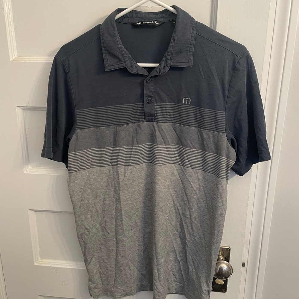 Travis Mathew Two-Tone Gray Polo Shirt